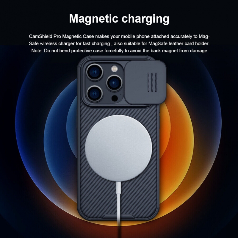 Ốp Lưng iPhone 14 Pro Max Bảo Vệ Camera Hiệu Nillkin CamShield Pro Case Có Magsafe thiết kế dạng camera đóng mở giúp bảo vệ an toàn cho camera của máy, màu sắc huyền bí sang trọng rất hợp với phái mạnh.